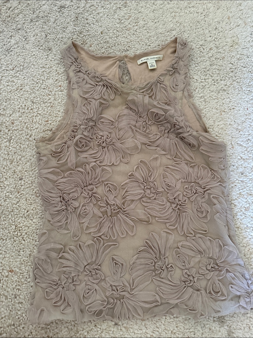 Banana Republic Taupe Floral Appliqué Tank Top